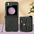 thumbnail image 1 of TECH CIRCLE Wallet Case for Samsung Galaxy Z Flip 5 Flexible Clip Card Slots Flip Case with Pen Stylus, Skin-Feel PU Leather Magnetic Snap Shockproof Full Protection Cover, Black, 1 of 10