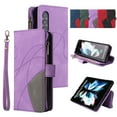 thumbnail image 1 of TECH CIRCLE Wallet Case for Samsung Galaxy Z Fold 3, Galaxy Z Fold 3 Case for Women Men Durable PU Leather Kickstand Magnetic Buckle Flip Folio Strap Wristlet Zipper Card Holder Phone Cases,Purple, 1 of 10