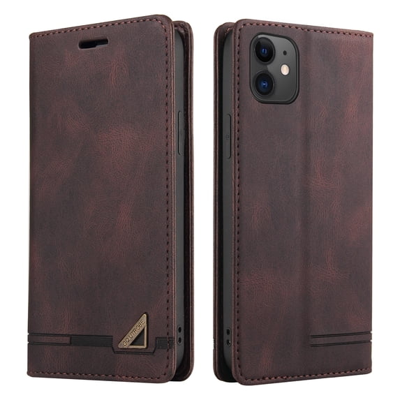 TECH CIRCLE Wallet Case for iPhone11 Handmade PU Leather Flip Folio Wallet Case with Card Slot,TPU Shockproof Inner Case for iPhone11 6.1 inch,Brown