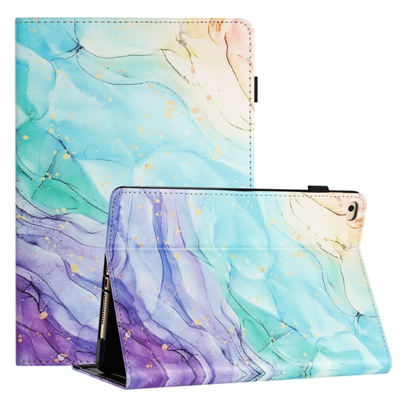 TECH CIRCLE Wallet Case For iPad 6th Gen 2018/ iPad 5th Gen 2017/Pro 9.7/ iPad Air 2 & 1,PU Leather Folio Smart Stand Case with Pencil Holder Auto Wake Sleep Hand Strap Magnectic Cover,Marble