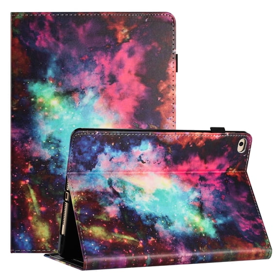 TECH CIRCLE Wallet Case For iPad 6th Gen 2018/ iPad 5th Gen 2017/Pro 9.7/ iPad Air 2 & 1,PU Leather Folio Smart Stand Case with Pencil Holder Auto Wake Sleep Hand Strap Magnectic Cover,Galaxy