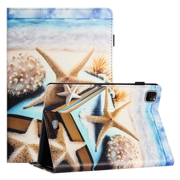 TECH CIRCLE Wallet Case For iPad Air 5th / 4th Gen 10.9" 2022/2020,iPad Pro 11 Inch Case,PU Leather Folio Smart Stand Case with Pencil Holder Auto Wake Sleep Hand Strap Magnectic Cover,Starfish