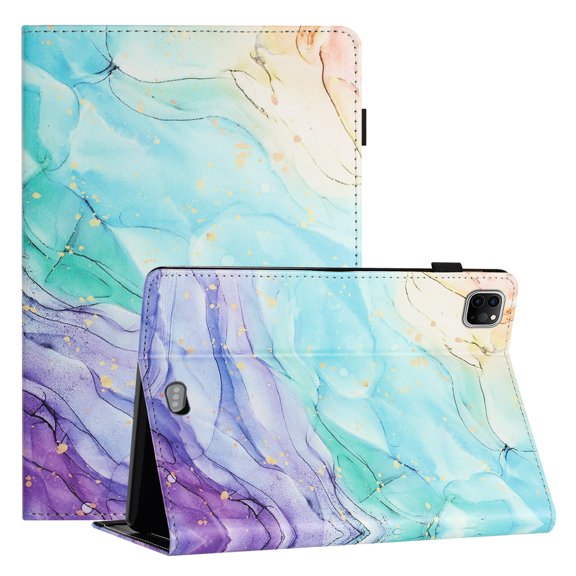 TECH CIRCLE Wallet Case For iPad Air 5th / 4th Gen 10.9" 2022/2020,iPad Pro 11 Inch Case,PU Leather Folio Smart Stand Case with Pencil Holder Auto Wake Sleep Hand Strap Magnectic Cover,Marble