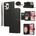thumbnail image 1 of TECH CIRCLE Wallet Case For iPhone 12 Pro / 12,Magnetic Flip Folio Stand Purse Case with Shoulder Wrist Strap Card Holder Cover Hidden Mirror Protective Cover for Apple iPhone 12 Pro/iPhone 12,Black, 1 of 8