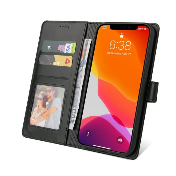 TECH CIRCLE Wallet Case For iPhone 12 Pro Max, Magnetic PU Leather Stand Flip Folio Phone Cover with TPU Protective Inner Shell, RFID Blocking Card Slots For iPhone 12 Pro Max,Black