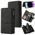 thumbnail image 1 of TECH CIRCLE Wallet Case For iPhone 14 Pro,PU Leather Zipper Handbag Purse Flip Cover Kickstand Folio Women Case with Card Slots Holder Wrist Strap for Apple iPhone 14 Pro 6.1" 2022,Black, 1 of 1