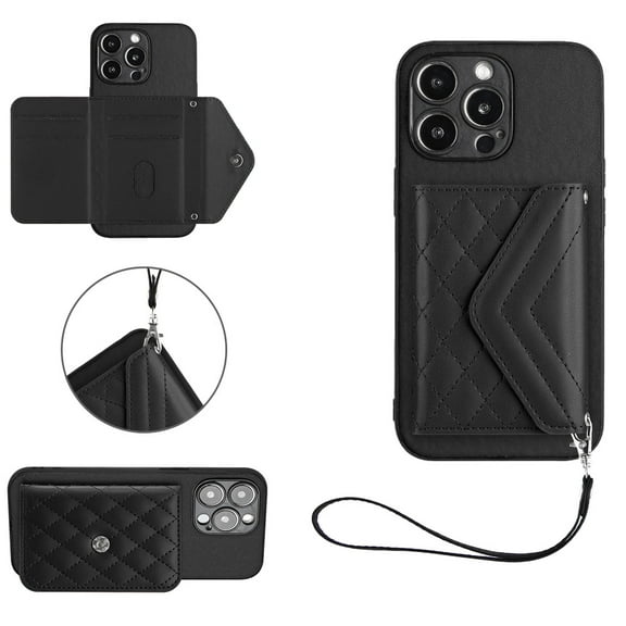 TECH CIRCLE Wallet Case For iPhone 15 Pro Max with Card Holder,Flip Premium PU Leather Magnetic Clasp Kickstand Heavy Duty Protective Cover with Wrist Strap for Apple iPhone 15 Pro Max 6.7" 2023,Black