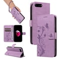 thumbnail image 1 of TECH CIRCLE Wallet Case For iPhone 7 / 8 / SE, Emboss Flower Premium PU Leather Magnetic Card Slots Flip Protective Kickstand Case with Wrist Strap for Apple iPhone 7 / 8 / SE 4.7",Purple, 1 of 8