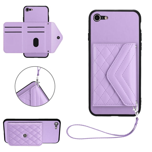 TECH CIRCLE Wallet Case For iPhone 8 Plus/7 Plus with Card Holder,Flip Premium PU Leather Magnetic Clasp Kickstand Heavy Duty Protective Cover with Wrist Strap for Apple iPhone 8 Plus/7 Plus,Purple