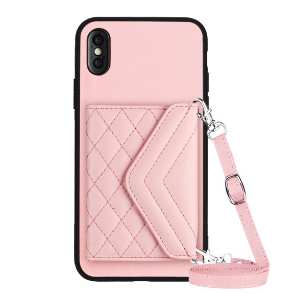 TECH CIRCLE Wallet Case For iPhone XS/iPhone X with Card Holder,Flip Premium PU Leather Magnetic Clasp Kickstand Heavy Duty Protective Cover with Lanyard Strap for Apple iPhone XS/iPhone X 5.8",Pink