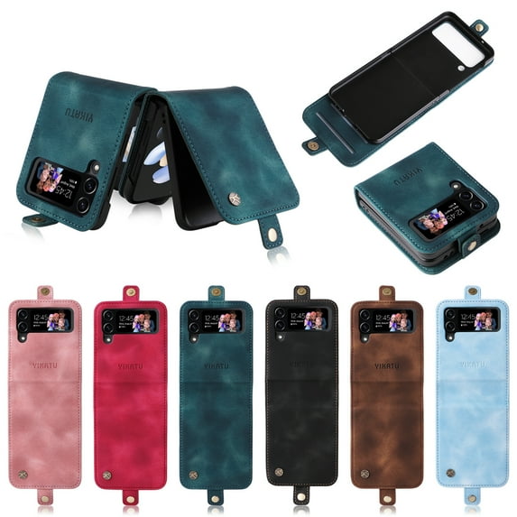 TECH CIRCLE Wallet Phone Case For Samsung Galaxy Z Flip 5,Premium PU Leather High-quality Durable Shockproof Full Body Protective Phone Cover With Magnetic Buckle Flip Card Pocket Case,Blue