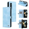 thumbnail image 1 of TECH CIRCLE Wallet Phone Case For Samsung Galaxy Z Fold 4 2022,Premium PU Leather High-quality Durable Shockproof Full Body Protective Phone Cover With Magnetic Buckle Flip Card Pocket Case, Lightblue, 1 of 6
