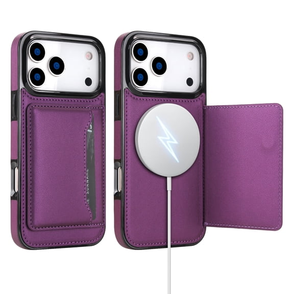 TECH CIRCLE Wallet Phone Case for iPhone 12 Mini, with Card Holder, Stand, Compatible with MagSafe and Magnetic Accessories, Lightweight PU Leather Shell Protective Case, Darkpurple