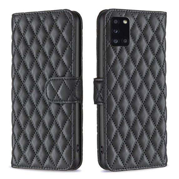 TECH CIRCLE Wallet case for Samsung A31, Argyle Pattern PU Leather Wallet case with Kickstand Card Slots Magnetic Closure Shockproof Case For Samsung A31 6.4" 2020,Black