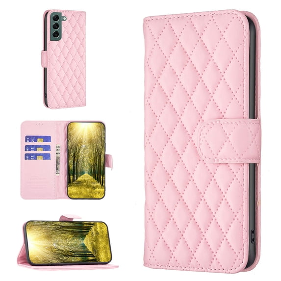 TECH CIRCLE Wallet case for Samsung Galaxy S22 Plus 5G, Protective Folio PU Leather Credit Card Pocket Wallet case with Kickstand Magnetic Closure Case For Samsung Galaxy S22 Plus,Pink