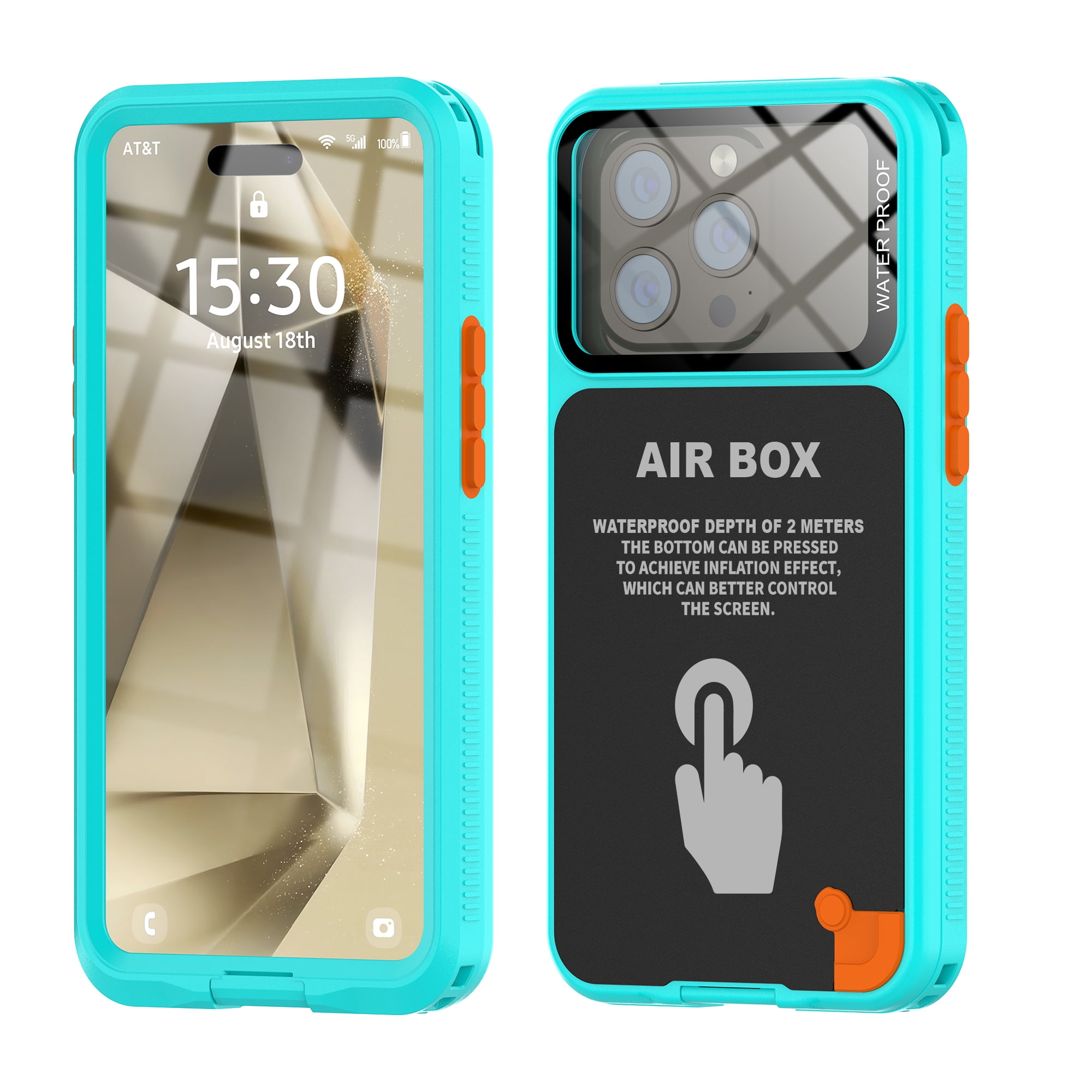 TECH CIRCLE Waterproof iPhone Case,Universal Underwater Phone Pouch Holder Lanyard Dry Bag Beach Travel Essentials Snorkeling Cell Phone Case for iPhone 6.1 inch iPhone 15 14 13 12 Pro Cover,Grassblue