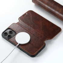 TECH CIRCLE Waxy PU Leather Phone Case for iPhone 16 Pro (6.3", 2024) - Magnetic Closure Flip Wallet Case with Card/Cash Slots, Compatible with MagSafe, Protective Fold Stand Case, Khaki