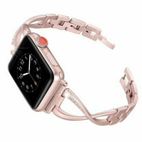 TECH CIRCLE X-Shape Band for Apple Watch Band 49mm 45mm 44mm 42mm, Women Bling Metal Single Chain Bracelet iwatch Bands for iWatch Ultra 2 1 Series 9/8/7/6/5/4/3/2/1/SE,Pink
