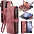 thumbnail image 1 of TECH CIRCLE Zipper Wallet Case for Galaxy Z Fold 6 7.6", Premium PU Leather Flip Folio Magnetic Case with Wrist Hand Strap Card Slots Kickstand Protective Case for Samsung Galaxy Z Fold 6 2024, Red, 1 of 6
