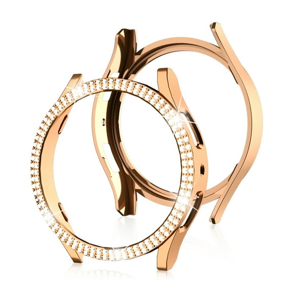 TECH CIRCLE case for Samsung Galaxy Watch 6 44mm Case, Sparkly Bling Diamonds All-Around Protective Hard PC Cover Accessories for Women Girls,Rosegold