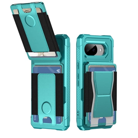 TECH CIRCLE for Google Pixel 10A Wallet Case,Magnetic PU Leather Card Slots Case Shockproof TPU Kickstand Back Phone Cover,Green