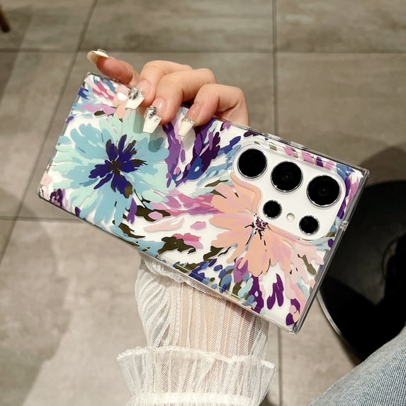 TECH CIRCLE for Samsung Galaxy S26+ Flower Floral Slim Clear Phone Case Shockproof Soft TPU Flower Pattern Heavy Duty Protective Cover,E