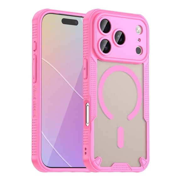 TECH CIRCLE for iPhone 16e/17e Magnetic Matte Case,Shockproof PC+TPU Case Compatible with Mag Safe Frosted Transparent Back Cover,Pink