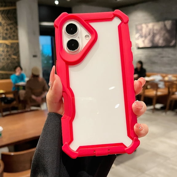 TECH CIRCLE for iPhone 17 Case, Shockproof TPU+PC Armor Case Transparent Clear Back Cover,Red