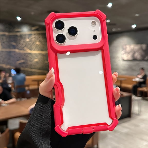 TECH CIRCLE for iPhone 17 Pro Max Case, Shockproof TPU+PC Armor Case Transparent Clear Back Cover,Red