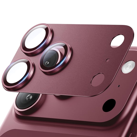 TECH CIRCLE for iPhone 18 Pro Max Camera Lens Protector, Luxury Tempered Glass + Aluminum Metal Ring Camera Cover, 9H Hardness,Case Friendly,,Winered