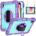 thumbnail image 1 of TECH CIRCLE iPad 10.2 Case (9th/8th/7th Generation) - Kids Proof Rugged Case with Kickstand / Adjustable Hand/Shoulder Strap, Purple + Mint, 1 of 9