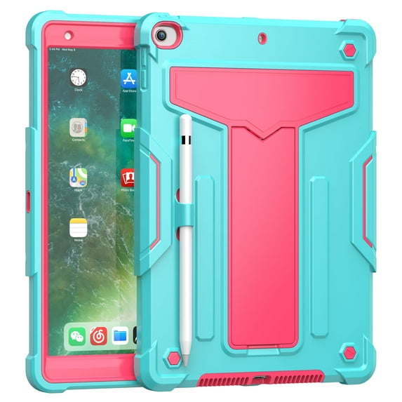 TECH CIRCLE iPad 10.2 inch Case 9th/8th/7th Generation Case 2021/2020/2019,Shockproof Kids Friendly Convertible Stand Full Body Rugged Protective Sturdy Kids Cover with Pencil Holder, Mint + Rose