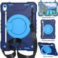 thumbnail image 1 of TECH CIRCLE iPad 10th Gen 10.9 inch Case 2022,iPad 10.9 Case with Pencil Holder, 360°Rotating Kickstand/Ring Handle/Shoulder Strap Heavy Duty Protection Silicone Shockproof Kids Cover,Navy/Blue, 1 of 8