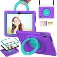 thumbnail image 1 of TECH CIRCLE iPad 10th Gen 10.9 inch Case 2022,iPad 10.9 Case with Screen Protector, 360°Rotating Kickstand/Ring Handle/Shoulder Strap Heavy Duty Protection Soft Silicone Shockproof Kids Cover,Purple, 1 of 8