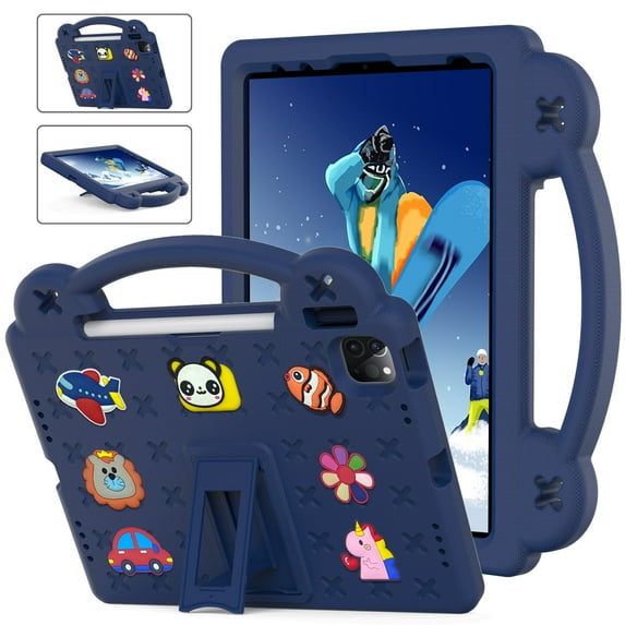 TECH CIRCLE iPad 10th Generation Case 10.9 Inch 2022,EVA Cute Bear Kids Case Shockproof Rugged Protective Kickstand Boy Girl Cover with Pencil Holder for iPad 10th Gen 10.9 Inch 2022, Navy