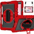 thumbnail image 1 of TECH CIRCLE iPad 10th Generation Case 10.9 Inch 2022,Heavy Duty Rugged Protective Case Rotating Hand Strap Stand Handle Shoulder Strap Kids Case for iPad 10th Generation iPad 10.9 Inch 2022,Red+Black, 1 of 9