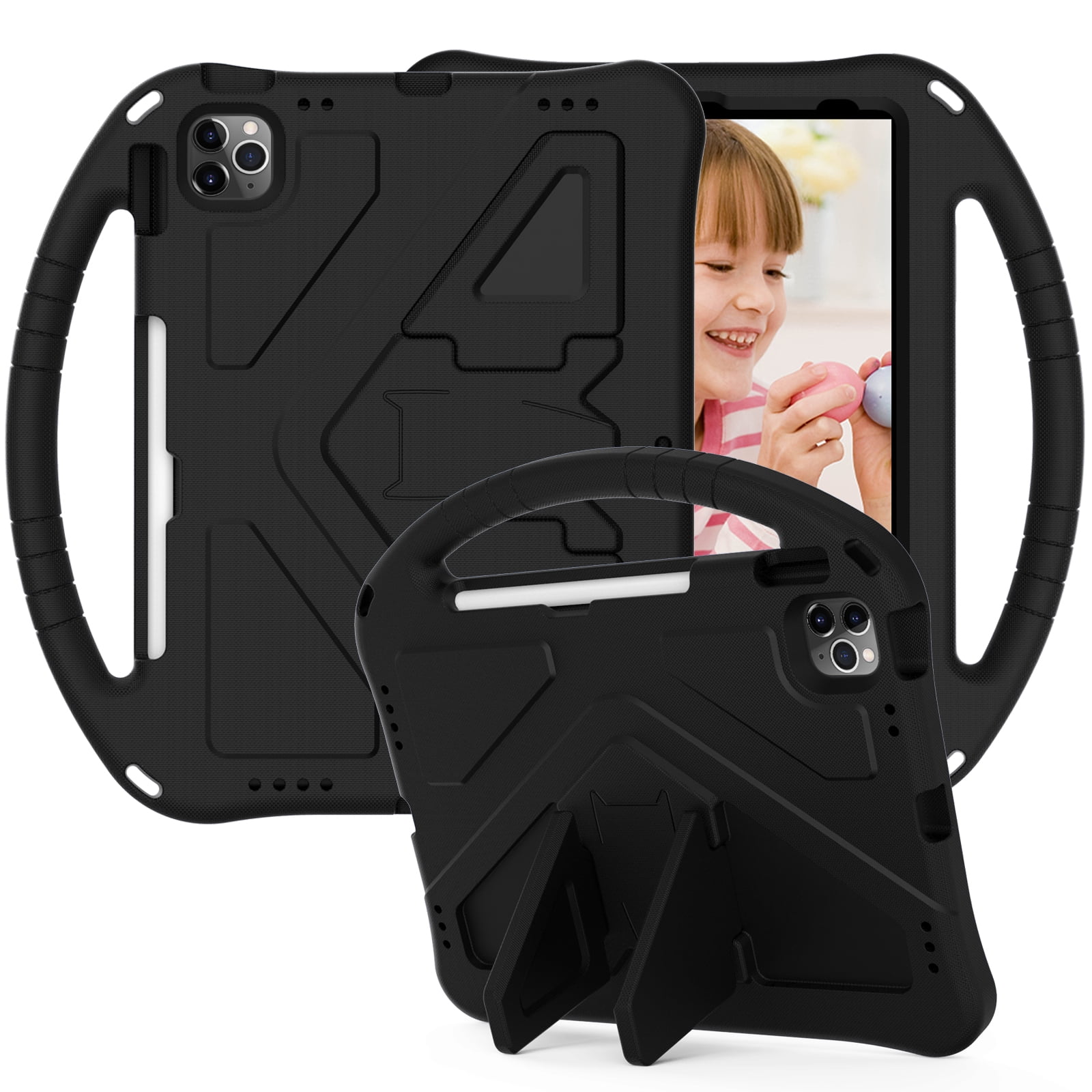 TECH CIRCLE iPad 10th Generation Case 10.9 Inch 2022,Lightweight Kids Friendly Shockproof Protective Case with Handle Pencil Holder Kickstand Child Cover for Apple iPad 10th Gen 10.9 Inch 2022,Black