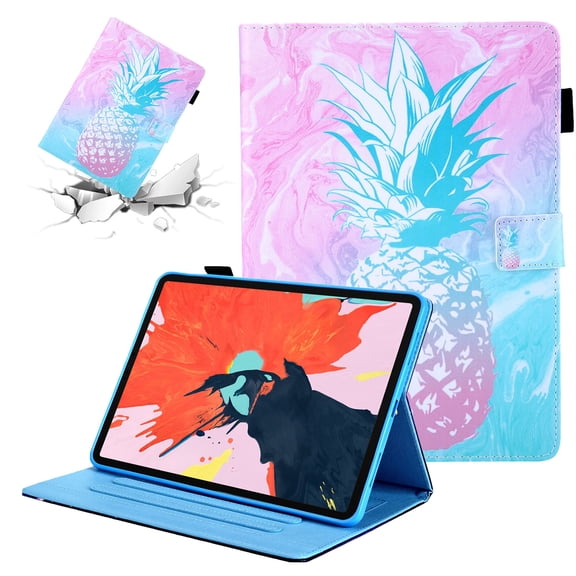 TECH CIRCLE iPad 10th Generation Case iPad 10.9 Inch Case 2022, PU Leather Stand Wallet Smart Flip Multiple Viewing Angles Cover with Auto Sleep Wake Feature Protective Case, Blue Pink Pineapple