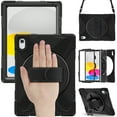 thumbnail image 1 of TECH CIRCLE iPad 10th Generation Case 10.9 Inch, Shockproof Rugged Drop Protection Cover with 360° Rotatable Kickstand & Shoulder Strap for 10.9" iPad Case 2022 Released, Black, 1 of 8