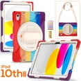 thumbnail image 1 of TECH CIRCLE iPad 10th Generation Case 10.9 Inch, Shockproof Rugged Drop Protection Cover with 360° Rotatable Kickstand & Shoulder Strap for 10.9" iPad Case 2022 Released, Rainbow Red, 1 of 8