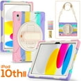 thumbnail image 1 of TECH CIRCLE iPad 10th Generation Case 10.9 Inch, Shockproof Rugged Drop Protection Cover with 360° Rotatable Kickstand & Shoulder Strap for 10.9" iPad Case 2022 Released, Rainbow Pink, 1 of 8