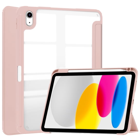 TECH CIRCLE iPad 10th Generation Case 2022, iPad 10.9 Inch Case with Clear Transparent Back and TPU Shockproof Frame Cover [Built-in Pencil Holder, Support Auto Sleep/Wake] for iPad 10th Gen, Rosegold