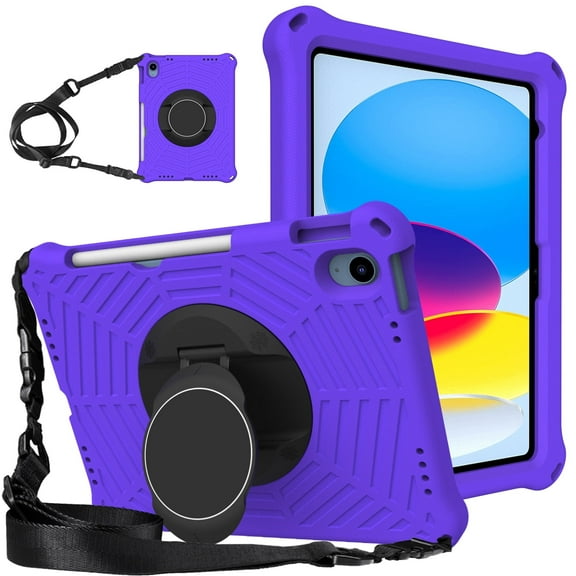 TECH CIRCLE iPad 10th Generation Case 2022 10.9 inch, Shockproof Rugged Drop Protection Cover with 360° Rotatable Kickstand & Shoulder Strap & Pencil Holder for 10.9" iPad Case 2022 Released, Purple