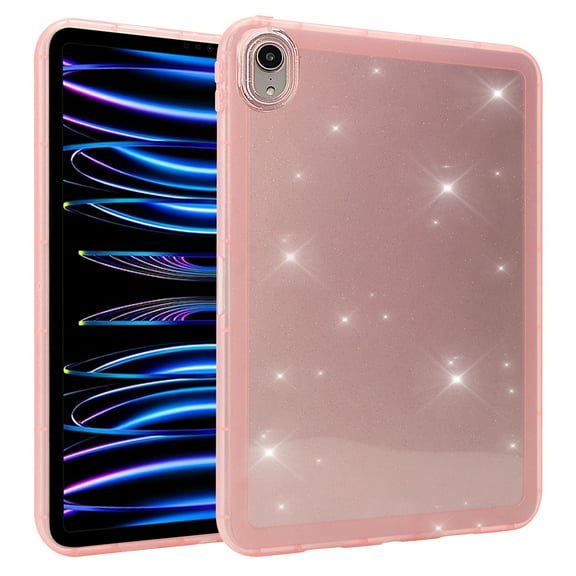 TECH CIRCLE for iPad 10th Generation Case 2022, iPad 10 th Gen 10.9 inch Cover,Clear Slim Glitter Bling Sparkle Kid Girls Women Full-Body Protective Soft TPU Back Cover Lightweight Thin Shell,Pink