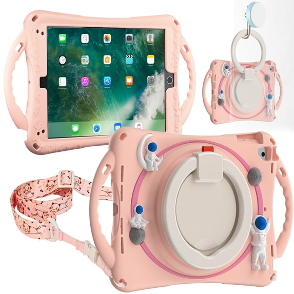 TECH CIRCLE iPad 10th Generation Case 2022,360°Rotating Stand Multi Functional Handle Ring Heavy Duty Shockproof Rugged Full Body Protective Kids Case for iPad 10th Generation 10.9 inch, Pink