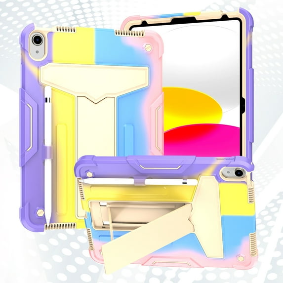 TECH CIRCLE iPad 10th Generation Case 2022, Shockproof Kids-Friendly Case Convertible Stand Full Body Rugged Protective Sturdy Cover with Pencil Holder for Apple iPad 10th Gen 10.9 inch, Colorful Pink
