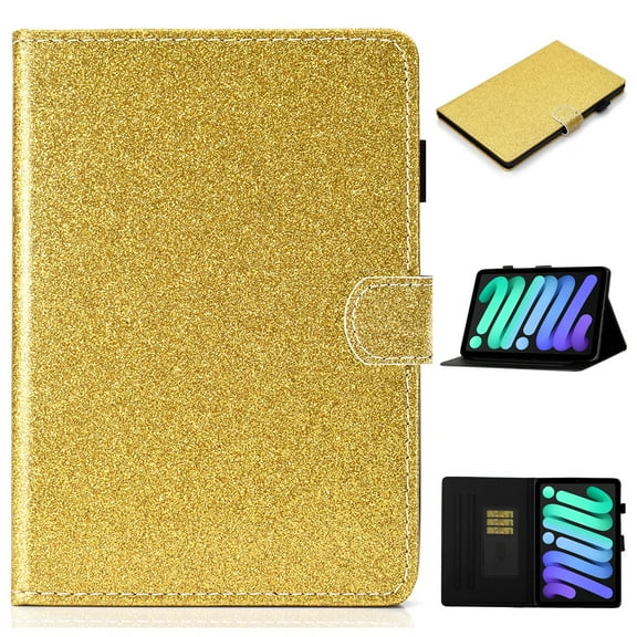 TECH CIRCLE iPad 10th Generation Case iPad 10.9 Inch Case 2022,Glitter Sparkly PU Leather Folio Wallet Cover Multiple Viewing Angles Stand Case with Auto Wake/Sleep for iPad 10.9 inch 2022, Gold
