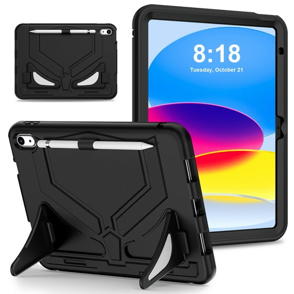 TECH CIRCLE iPad 10th Generation Kids Case 10.9 inch, 2022 iPad 10.9" Case with Pencil Holder, Shockproof Portable Handle Stand Protective Kids Case for iPad 10th Generation 2022 10.9 Inch, Black