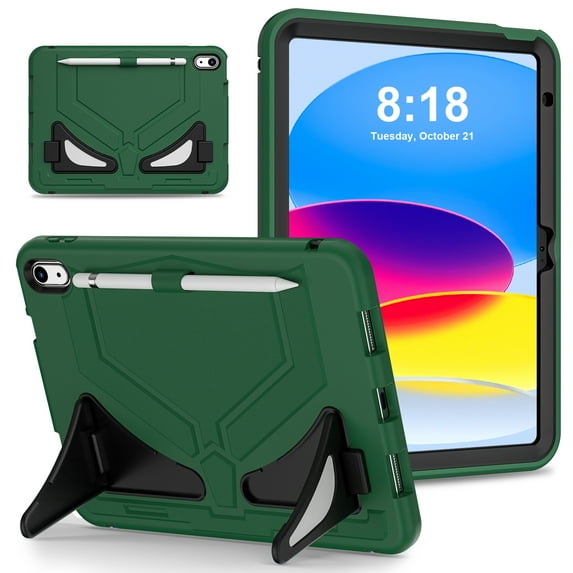 TECH CIRCLE iPad 10th Generation Kids Case 10.9 inch, 2022 iPad 10.9" Case with Pencil Holder, Shockproof Portable Handle Stand Protective Kids Case for iPad 10th Generation 2022 10.9 Inch, Green