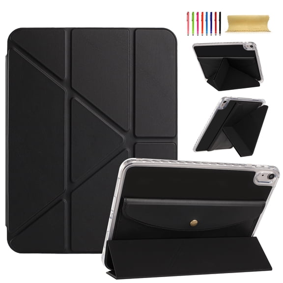 TECH CIRCLE for iPad 11" (A16, 11th Gen), iPad (10th Gen) 10.9 inch Smart Folio Case, Versatile Tri-fold Stand, Built-in Pencil Holder, Pocket, Auto Sleep Wake, Magnetic Closure, Protective, Black